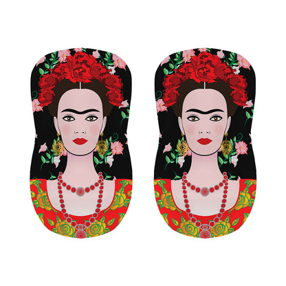 Frida Kahlo And Pink Flower Print Bar Stool Covers