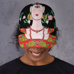 Frida Kahlo And Pink Flower Print Baseball Cap