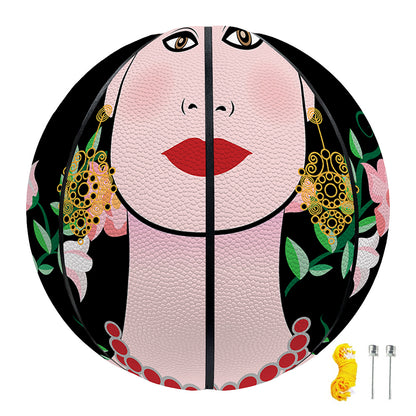 Frida Kahlo And Pink Flower Print Basketball