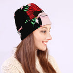 Frida Kahlo And Pink Flower Print Beanie