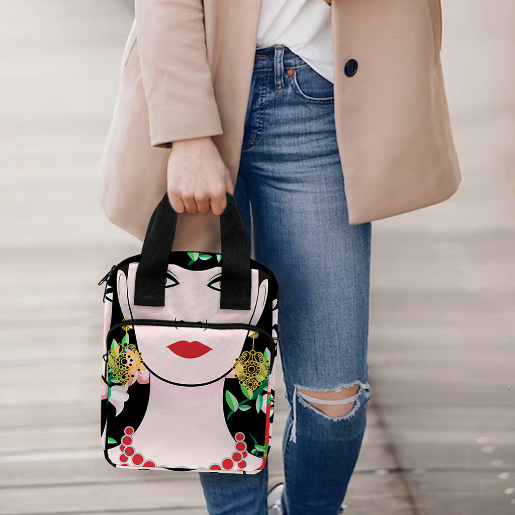 Frida Kahlo And Pink Flower Print Bible Tote Bag