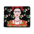 Frida Kahlo And Pink Flower Print Bifold Wallet