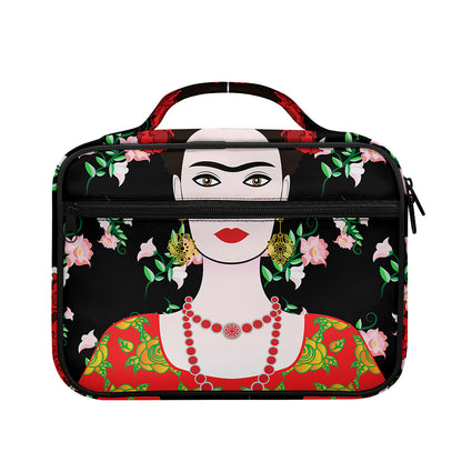 Frida Kahlo And Pink Flower Print Briefcase Bible Bag