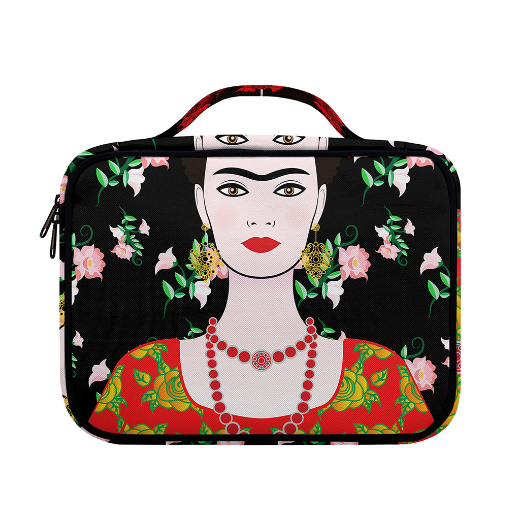 Frida Kahlo And Pink Flower Print Briefcase Bible Bag