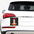 Frida Kahlo And Pink Flower Print Car Sticker