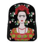 Frida Kahlo And Pink Flower Print Casual Backpack