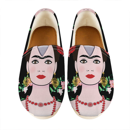 Frida Kahlo And Pink Flower Print Casual Shoes
