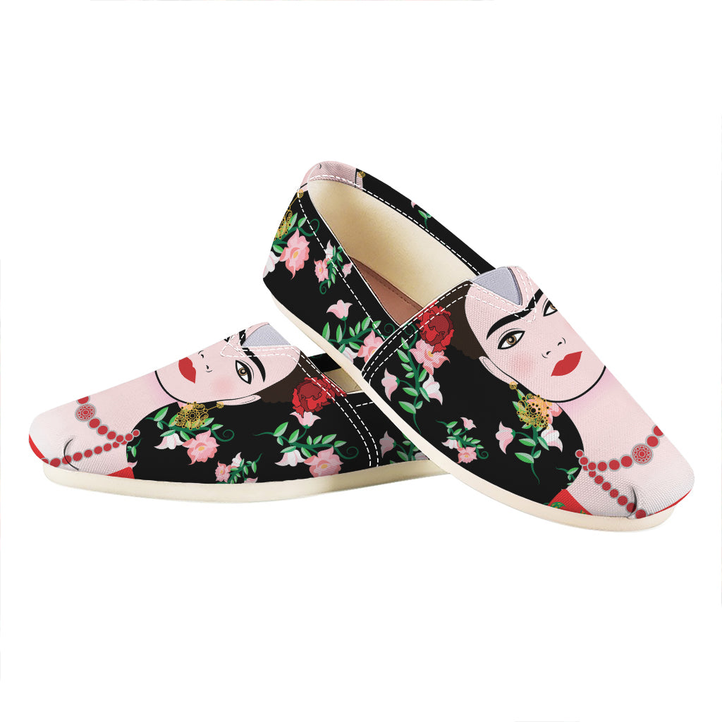Frida Kahlo And Pink Flower Print Casual Shoes