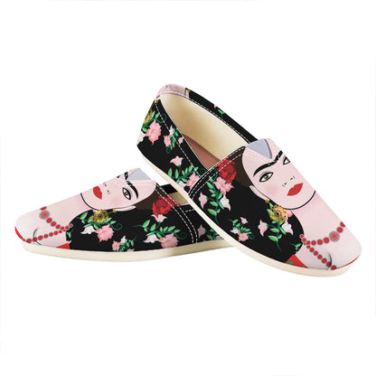 Frida Kahlo And Pink Flower Print Casual Shoes