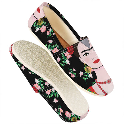 Frida Kahlo And Pink Flower Print Casual Shoes