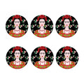 Frida Kahlo And Pink Flower Print Coaster Set
