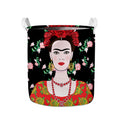 Frida Kahlo And Pink Flower Print Collapsible Laundry Basket