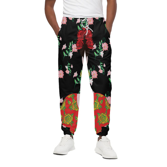 Frida Kahlo And Pink Flower Print Cotton Pants