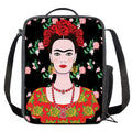 Frida Kahlo And Pink Flower Print Crossbody Lunch Bag