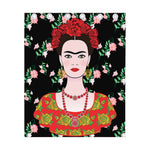 Frida Kahlo And Pink Flower Print Curtain