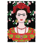 Frida Kahlo And Pink Flower Print Curtain