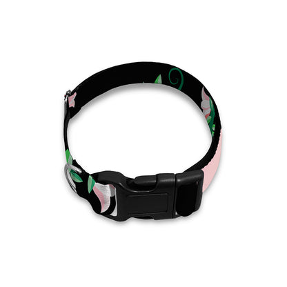 Frida Kahlo And Pink Flower Print Dog Collar
