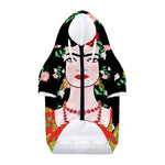 Frida Kahlo And Pink Flower Print Dog Zip Up Hoodie