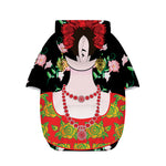 Frida Kahlo And Pink Flower Print Dog Zip Up Hoodie