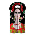 Frida Kahlo And Pink Flower Print Double Neoprene Wine Tote