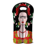 Frida Kahlo And Pink Flower Print Double Neoprene Wine Tote