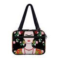 Frida Kahlo And Pink Flower Print Double Strap Bible Bag