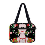 Frida Kahlo And Pink Flower Print Double Strap Bible Bag