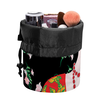 Frida Kahlo And Pink Flower Print Drawstring Makeup Bag
