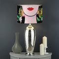 Frida Kahlo And Pink Flower Print Drum Lamp Shade