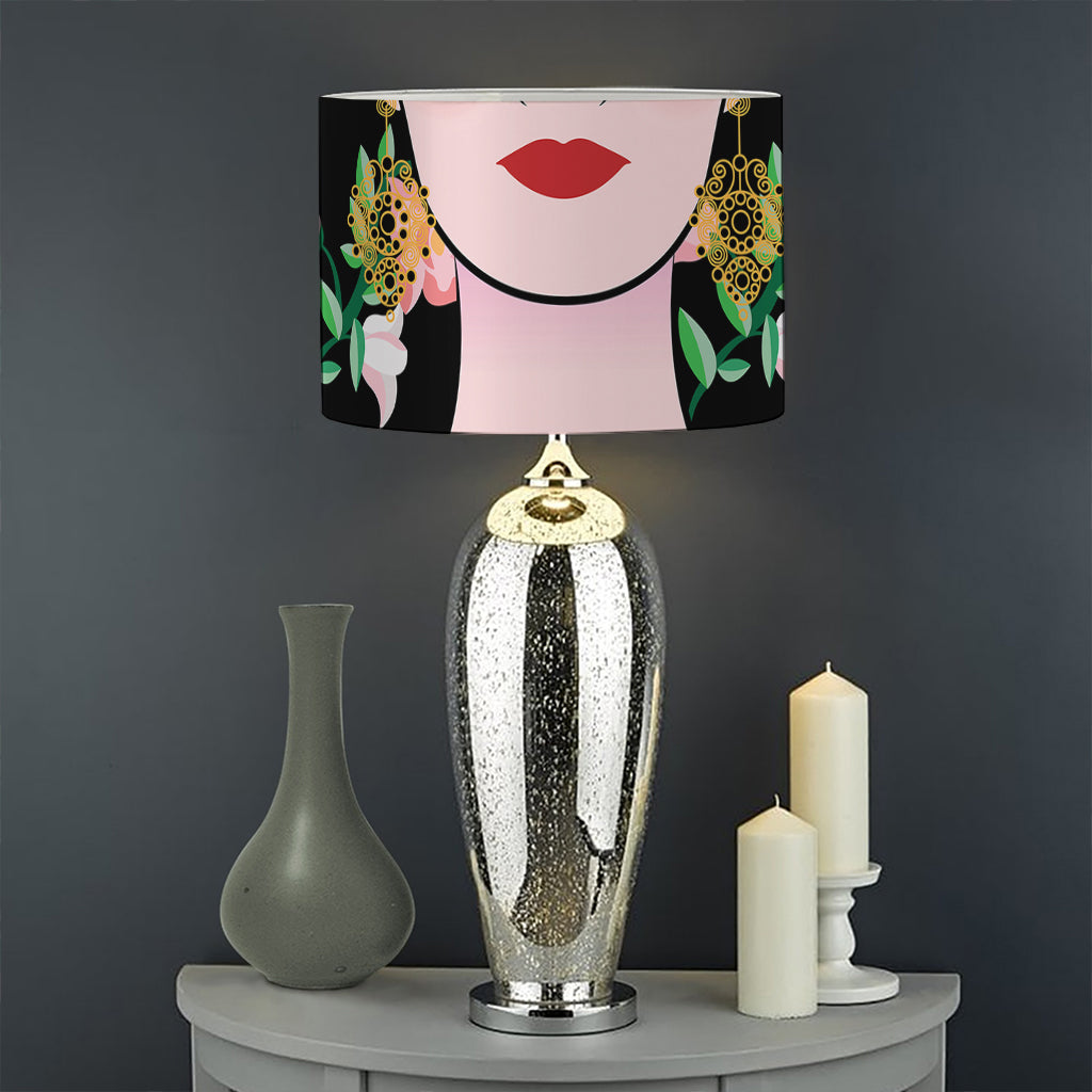 Frida Kahlo And Pink Flower Print Drum Lamp Shade