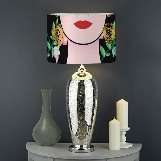 Frida Kahlo And Pink Flower Print Drum Lamp Shade