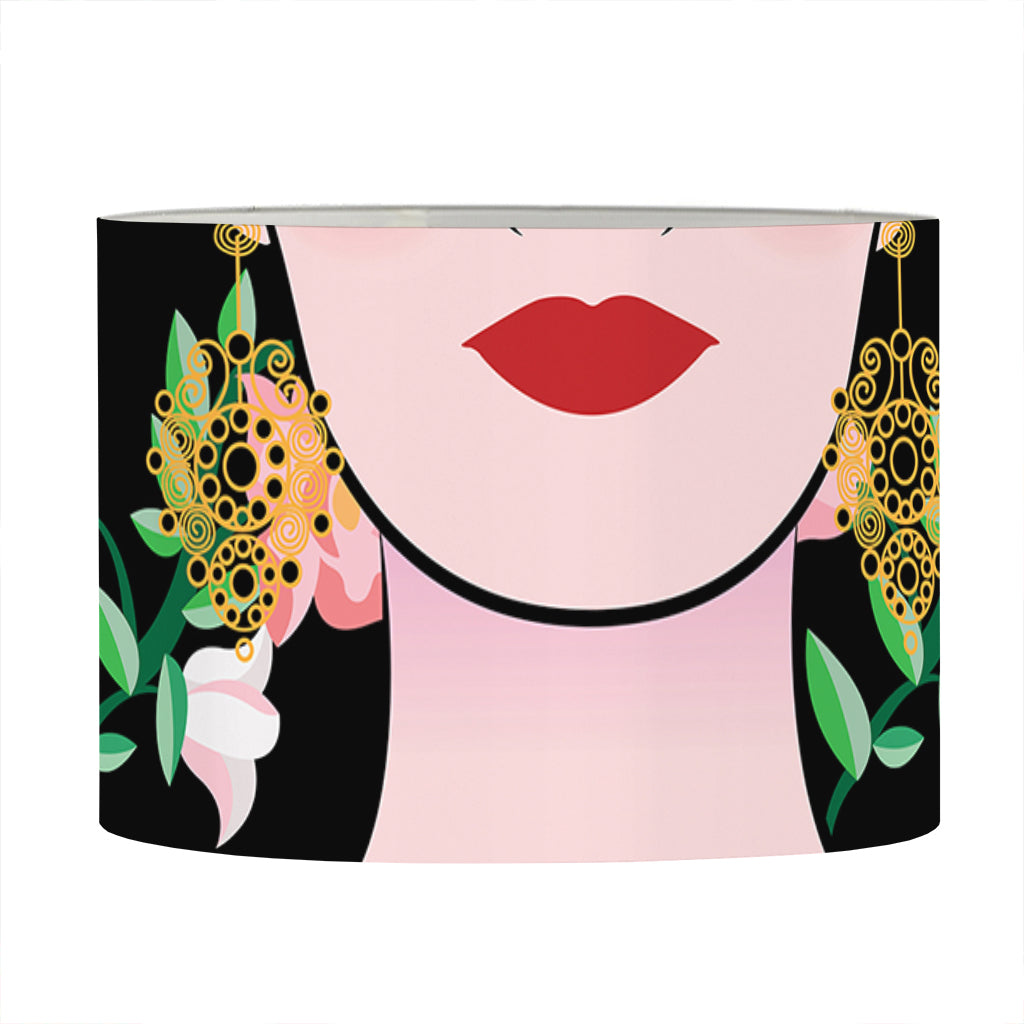 Frida Kahlo And Pink Flower Print Drum Lamp Shade