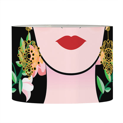 Frida Kahlo And Pink Flower Print Drum Lamp Shade