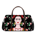 Frida Kahlo And Pink Flower Print Duffel Bag