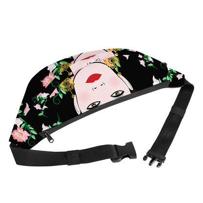 Frida Kahlo And Pink Flower Print Fanny Pack