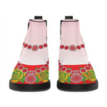Frida Kahlo And Pink Flower Print Flat Ankle Boots