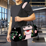 Frida Kahlo And Pink Flower Print Gym Bag