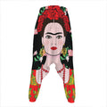 Frida Kahlo And Pink Flower Print Hammer Pants