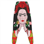 Frida Kahlo And Pink Flower Print Hammer Pants