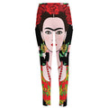 Frida Kahlo And Pink Flower Print High-Waisted Pocket Leggings