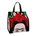 Frida Kahlo And Pink Flower Print Insulated Lunch Tote