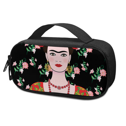 Frida Kahlo And Pink Flower Print Insulin Cooler Travel Case