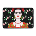 Frida Kahlo And Pink Flower Print Kitchen Mat