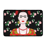 Frida Kahlo And Pink Flower Print Kitchen Mat