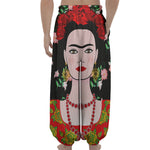 Frida Kahlo And Pink Flower Print Lantern Pants