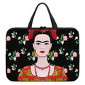Frida Kahlo And Pink Flower Print Laptop Sleeve With Handle