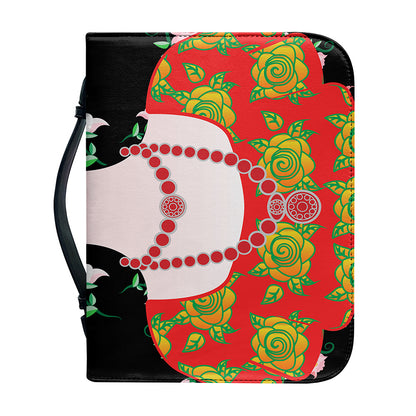 Frida Kahlo And Pink Flower Print Leather Bible Cover