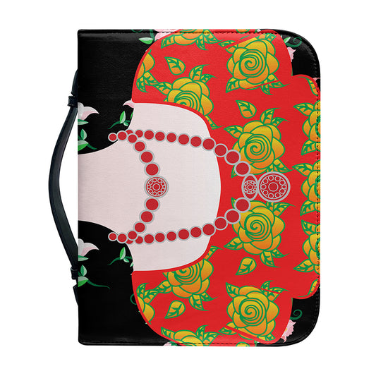 Frida Kahlo And Pink Flower Print Leather Bible Cover