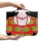 Frida Kahlo And Pink Flower Print Leather Bible Cover