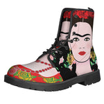 Frida Kahlo And Pink Flower Print Backpack